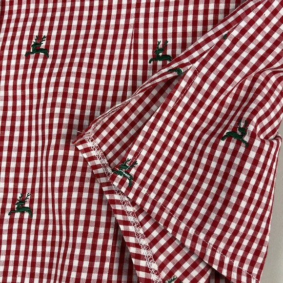 h. moser Salzberg Red Gingham Reindeer Button Front Shirt, Size EU 42/L - Picture 6 of 12